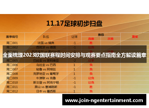 全面梳理2023欧国联赛程时间安排与观赛要点指南全方解读篇章